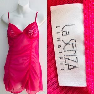 LA SENZA LingerieSheer Ruched Mini CHEMISE NWOT Small